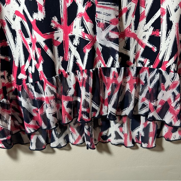 Adele & May Multicolor Sleeveless Blouse with Bow at Neck And Ruffle Size Small - Picture 5 of 5